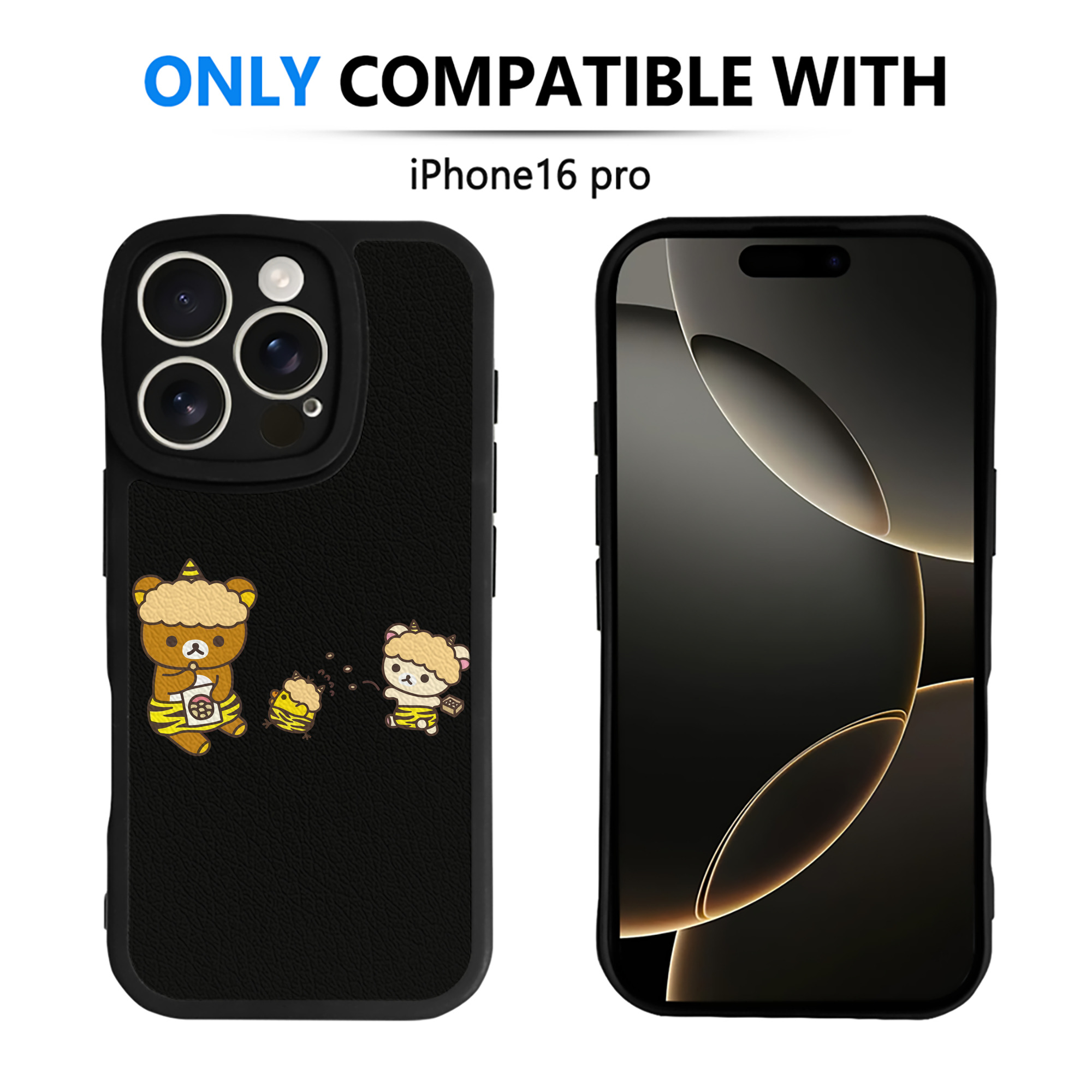 （画像用） リラックマ リラックマ キイロイトリ Rilakkuma Korilakkuma Kiiroitori 【iPhone 16シリーズ対応】シリコンスマホケース（レザー調） 材質：シリコン